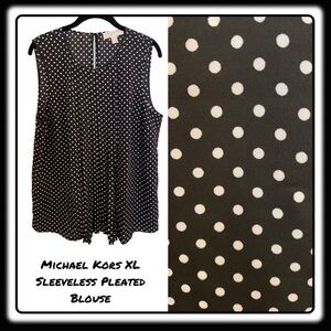 Michael Kors Black with White dots XL. Pleated from neckline.